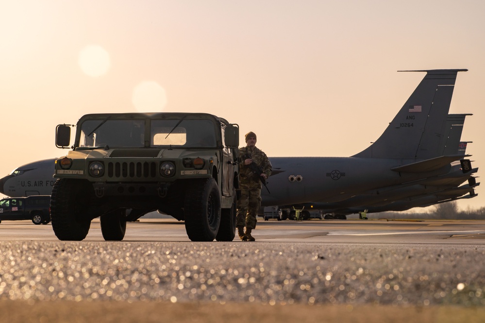 Security Forces guards the flight line during inspection