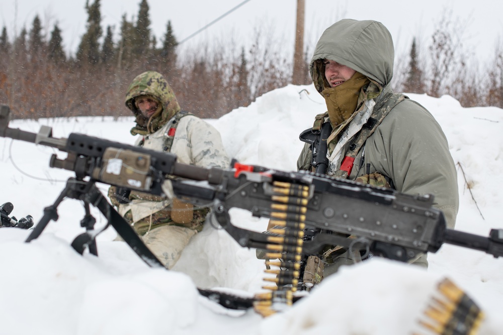 11th Airborne Division Soldiers maintain remote arctic firing position during JPMRC-AK 23-02