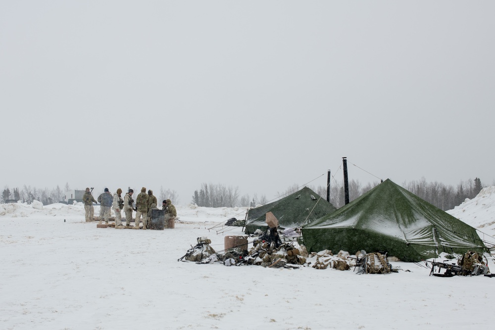 11th Airborne Division Soldiers maintain a remote arctic firing position during JPMRC-AK 23-02