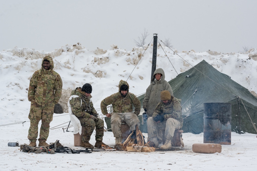 11th Airborne Division Soldiers maintain remote arctic firing position during JPMRC-AK 23-02