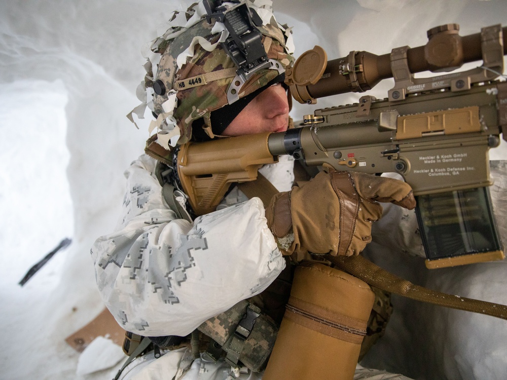 11th Airborne Division Soldier defends position in support of JPMRC-AK 23-02