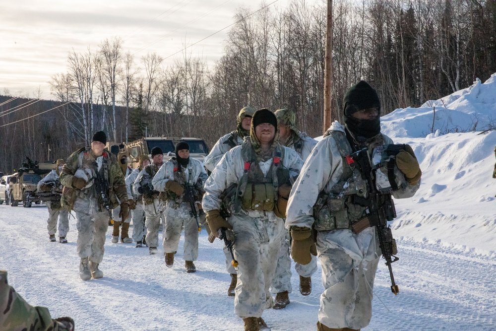 11th Airborne Division Soldiers conduct convoy operations during JPMRC-AK 23-02