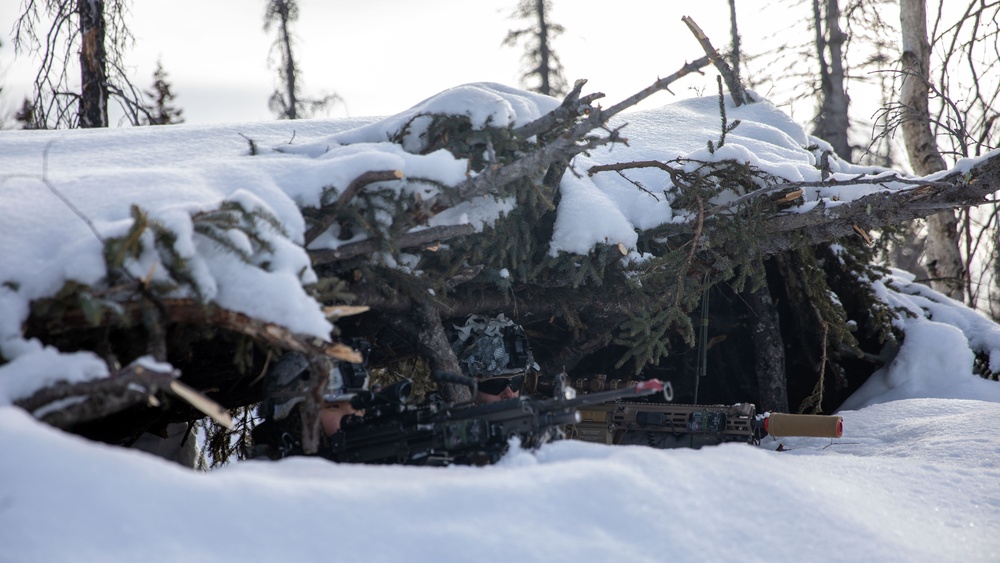 11th Airborne Soldiers pull security during JPMRC-AK 23-02