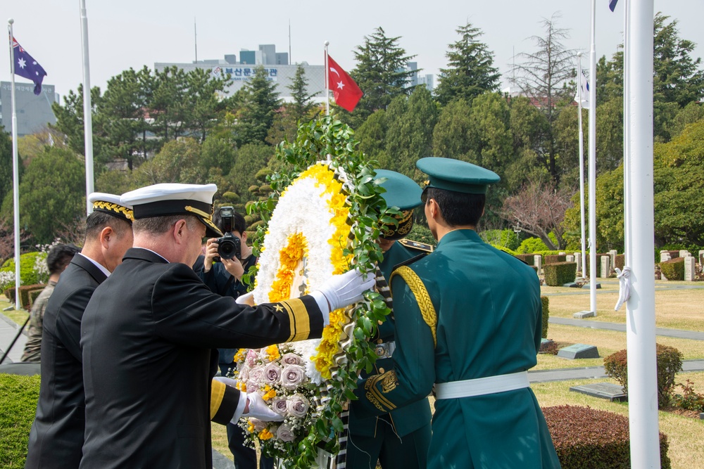 Rear Adm. Sweeney Visits The United Nations Memorial In ROK