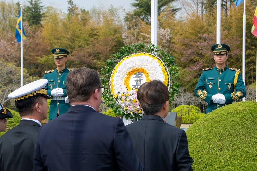 Rear Adm. Sweeney Visits The United Nations Memorial In ROK