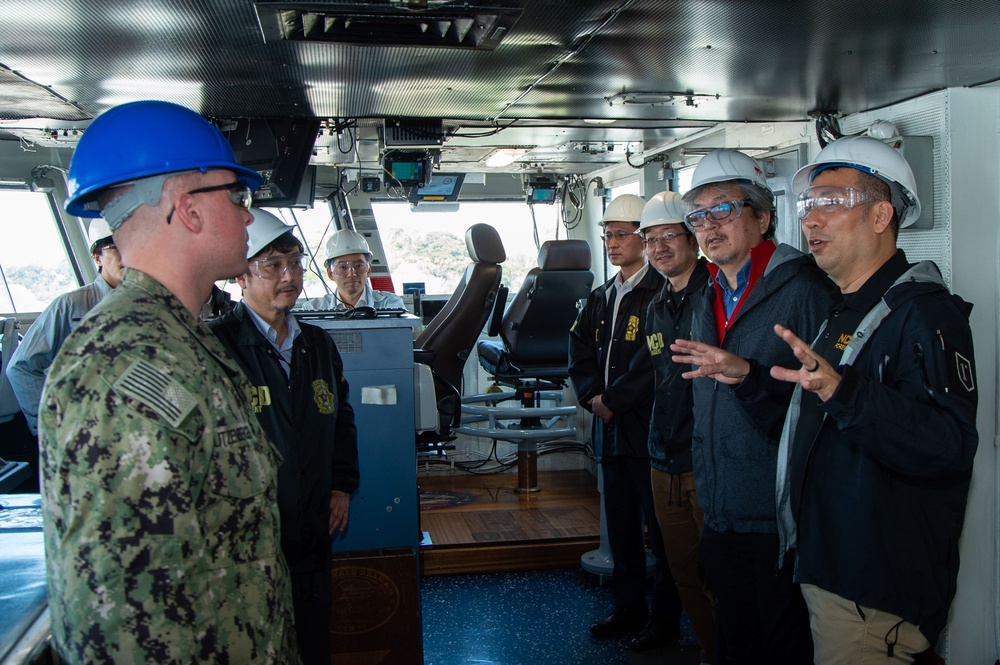 USS Ronald Reagan (CVN 76) host tour for Japanese Narcotics Division