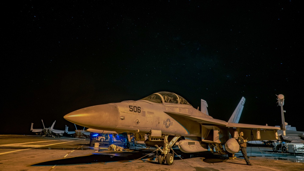 E/A-18G Growler is Stowed on the Flight Deck of USS Carl Vinson (CVN70)