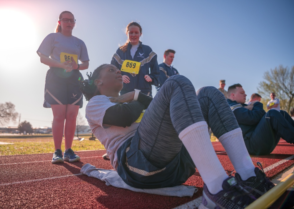 138th Fighter Wing Airmen participate in physical fitness assessment