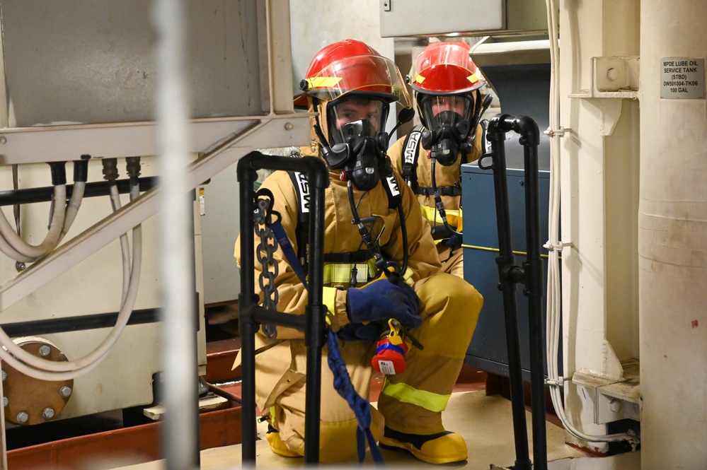 USCGC Stone conducts damage control drills underway