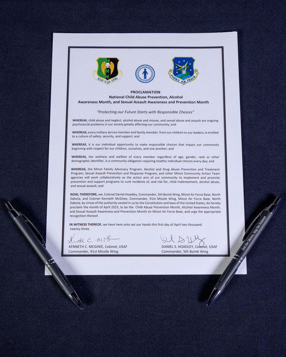 Team Minot leaders sign violence prevention proclamation