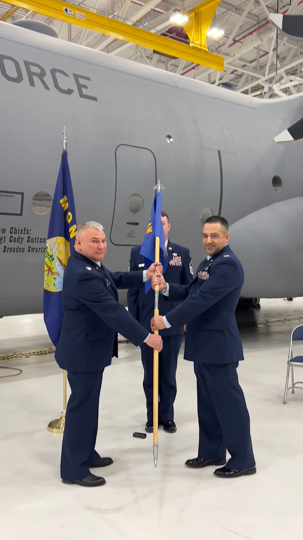 Colonel Joshua Cinq-Mars assumes command of the 120th Maintenance Group, Montana Air National Guard, USAF