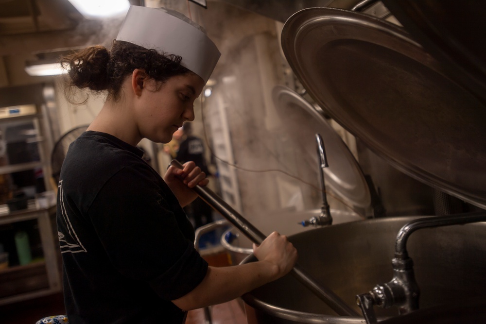 Sailor Prepares Food