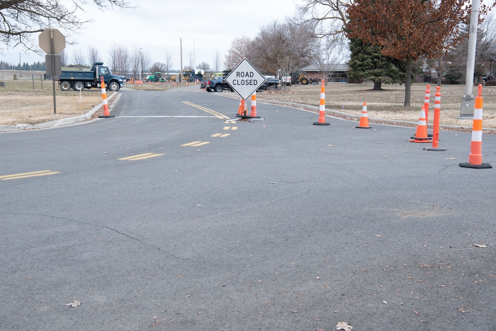 Fairchild preps road near main gate to be paved