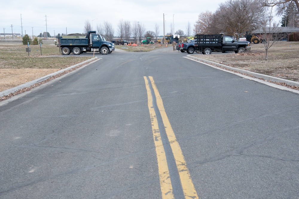 Fairchild preps road near main gate to be paved