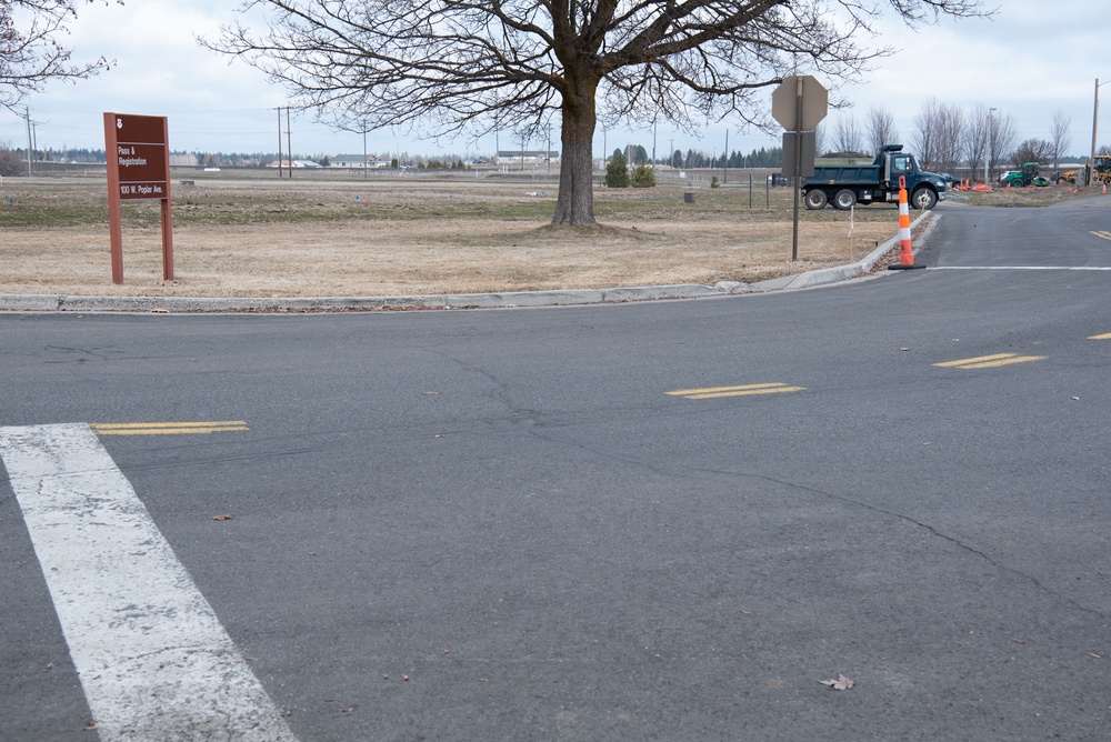 Fairchild preps road near main gate to be paved