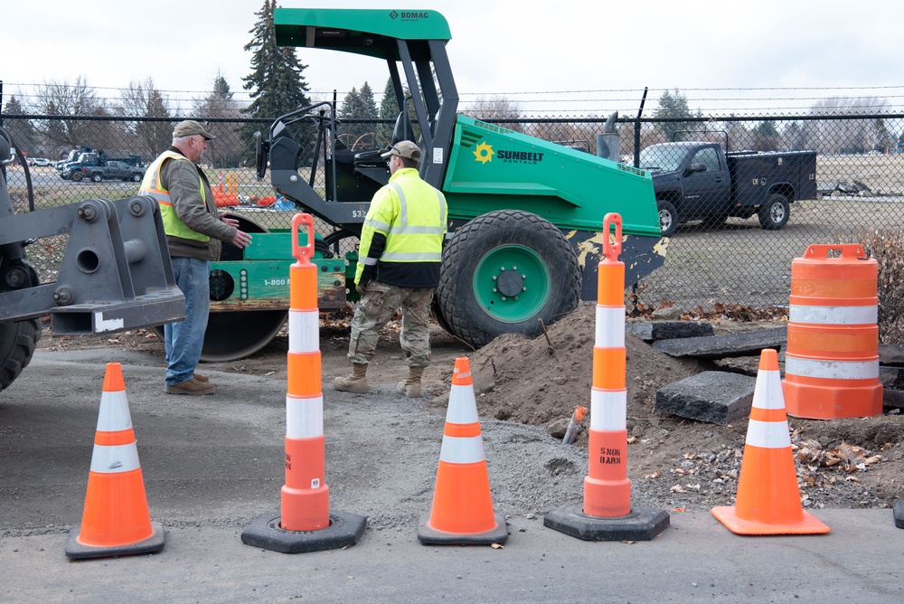 Fairchild preps road near main gate to be paved