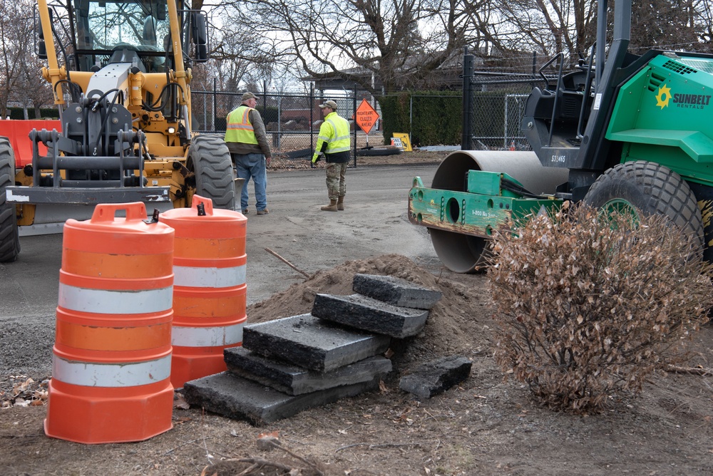 Fairchild preps road near main gate to be paved