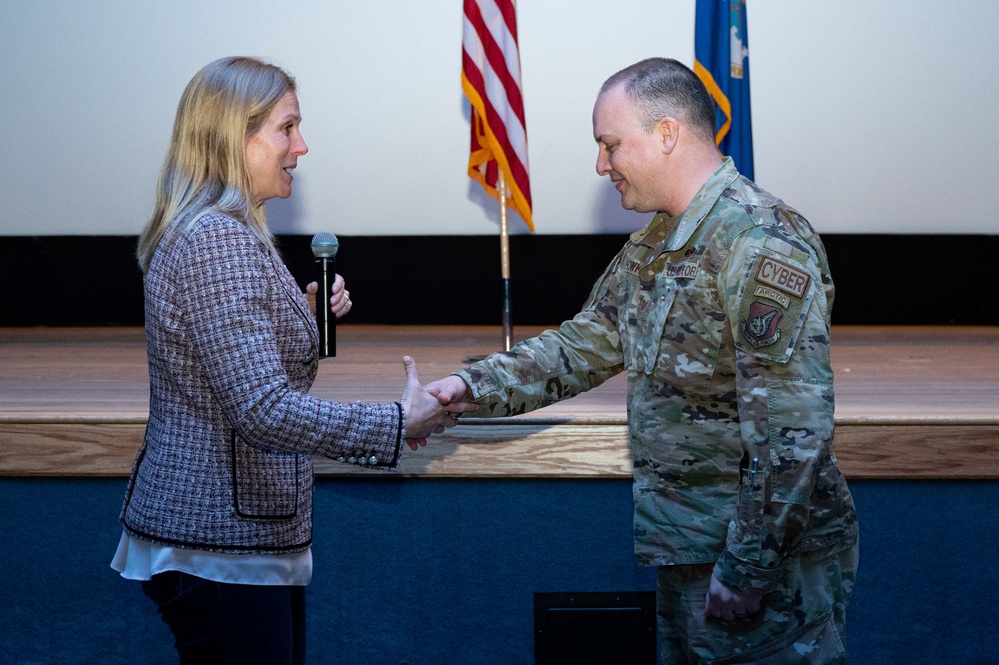 Lauren Barrett Knausenberger, Chief Information Officer for the Department of the Air Force visits the 354th Fighter Wing