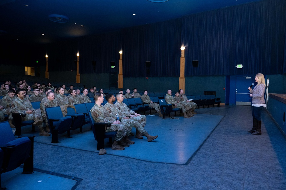 Lauren Barrett Knausenberger, Chief Information Officer for the Department of the Air Force visits the 354th Fighter Wing