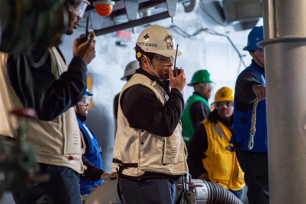 USS Carl Vinson (CVN 70) Conducts a Replenishment at Sea with USNS Pecos (T-AO-197)