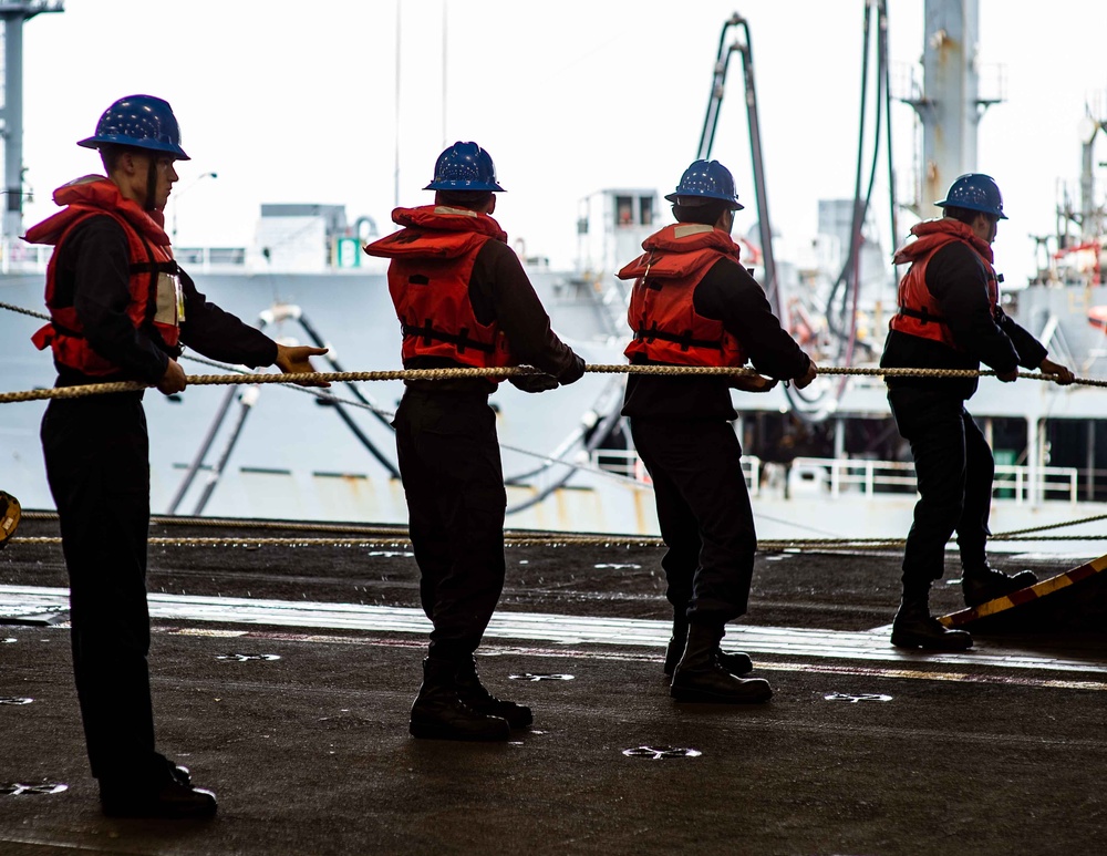 USS Carl Vinson (CVN 70) Conducts a Replenishment at Sea with USNS Pecos (T-AO-197)