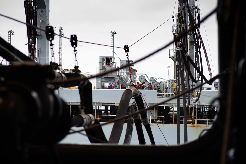 USS Carl Vinson (CVN 70) Conducts a Replenishment at Sea with USNS Pecos (T-AO-197)