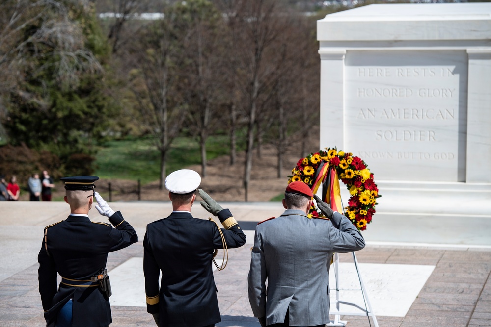 Germany Chief of Defense Gen. Carsten Breuer Participates in a Public Wreath-Laying Ceremony at the Tomb of the Unknown Soldier