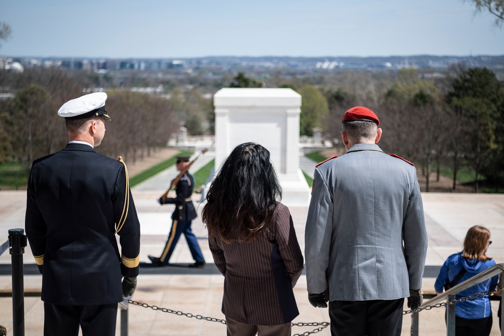 Germany Chief of Defense Gen. Carsten Breuer Participates in a Public Wreath-Laying Ceremony at the Tomb of the Unknown Soldier