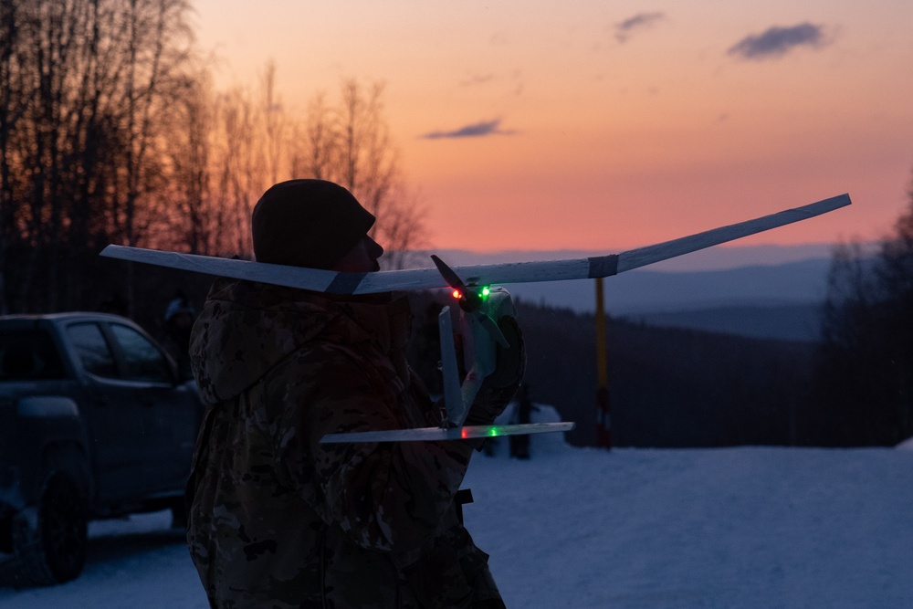 Launching a Raven UAV at JPMRC-AK 23-02 [1 of 2]