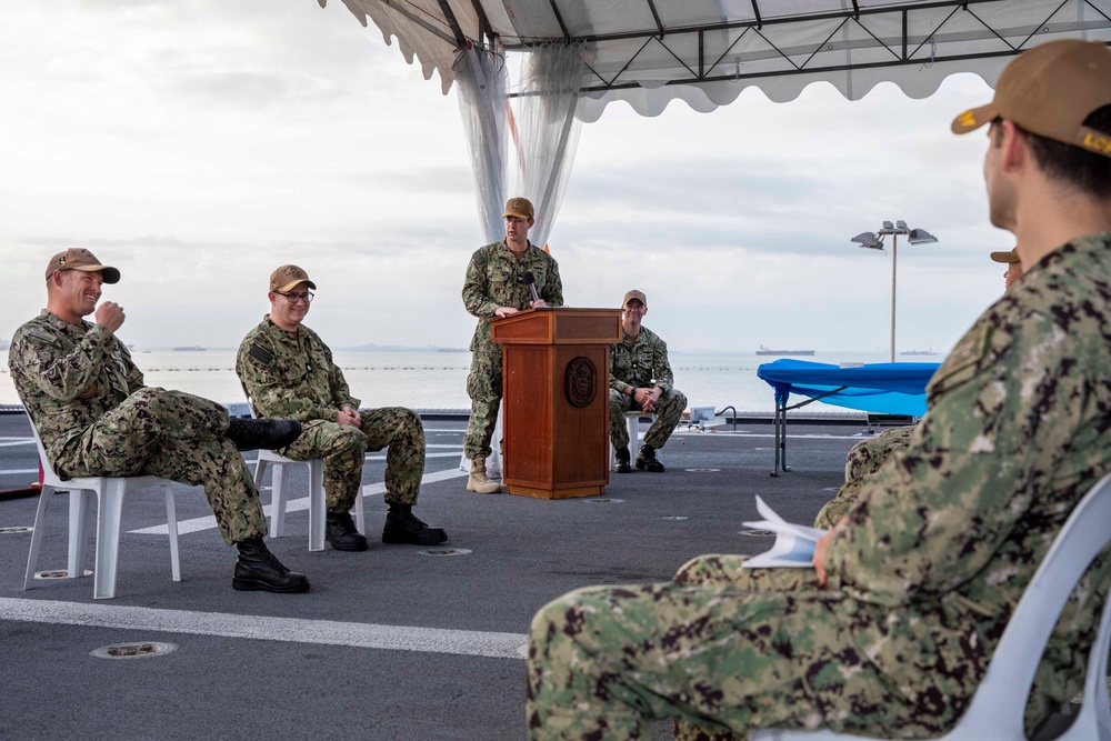 USS Charleston hosts a change of command ceremony for gold crew’s commanding officer