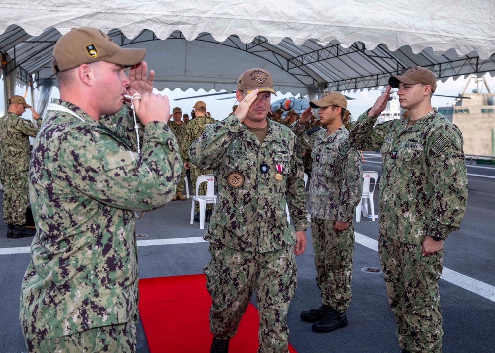 USS Charleston hosts a change of command ceremony for gold crew’s commanding officer