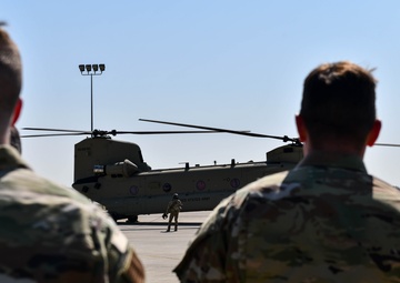 Army CH-47F Chinook lands at Springfield Air National Guard Base