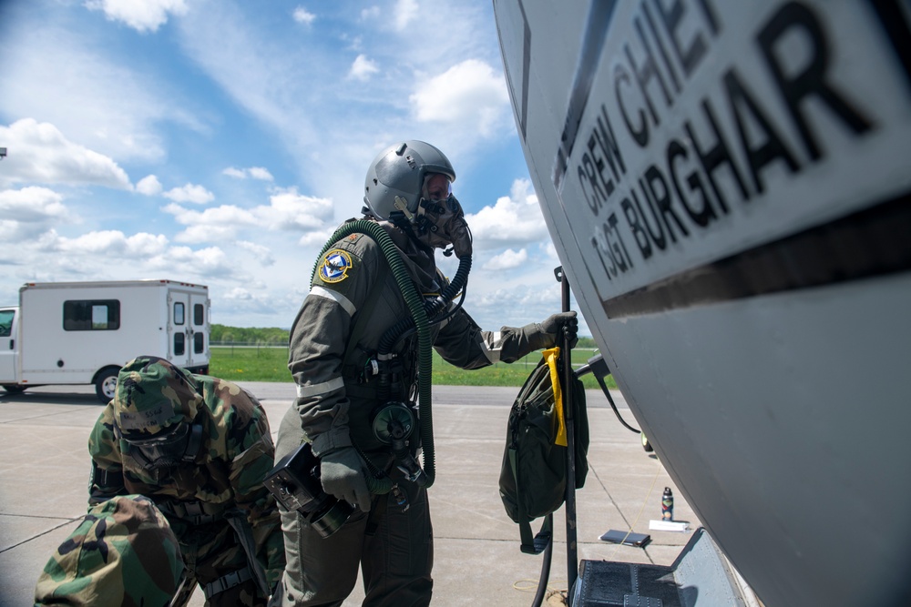 109th AFE practices utilizing chemical warfare equipment