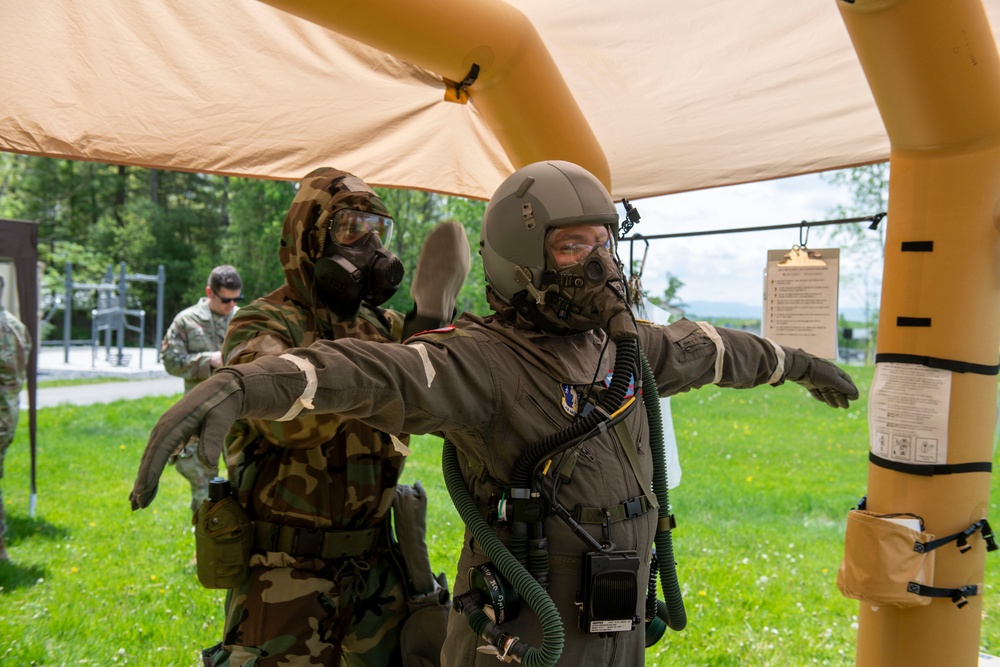 109th AFE practices utilizing chemical warfare equipment
