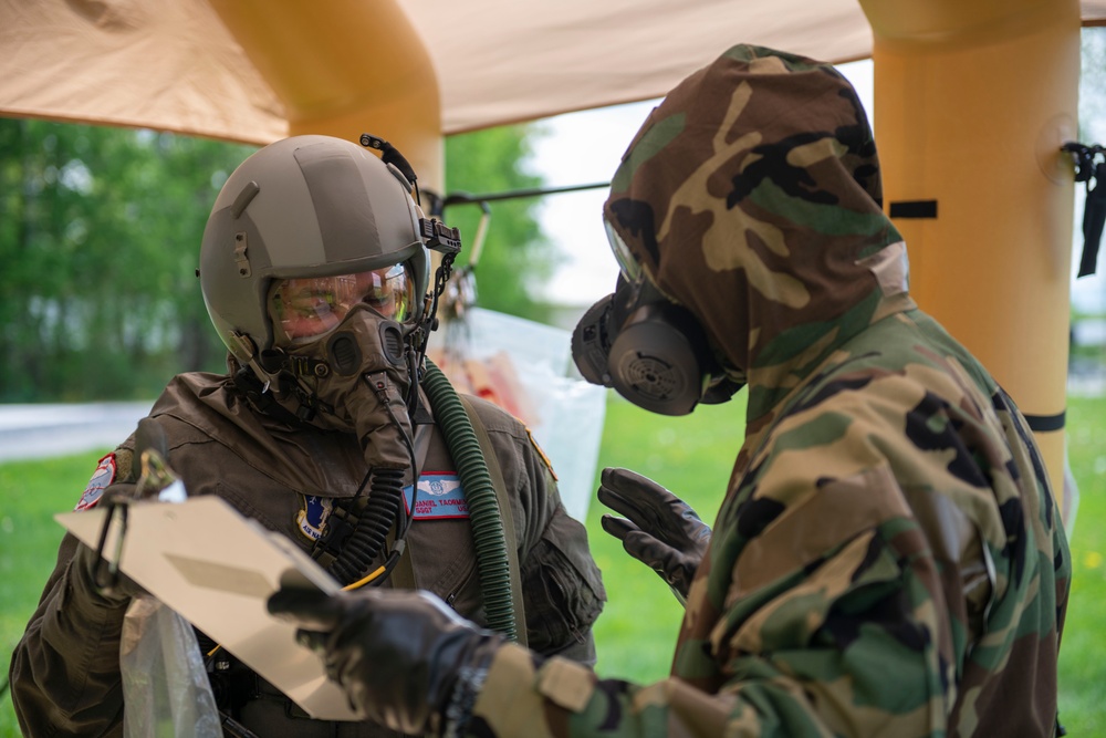109th AFE practices utilizing chemical warfare equipment
