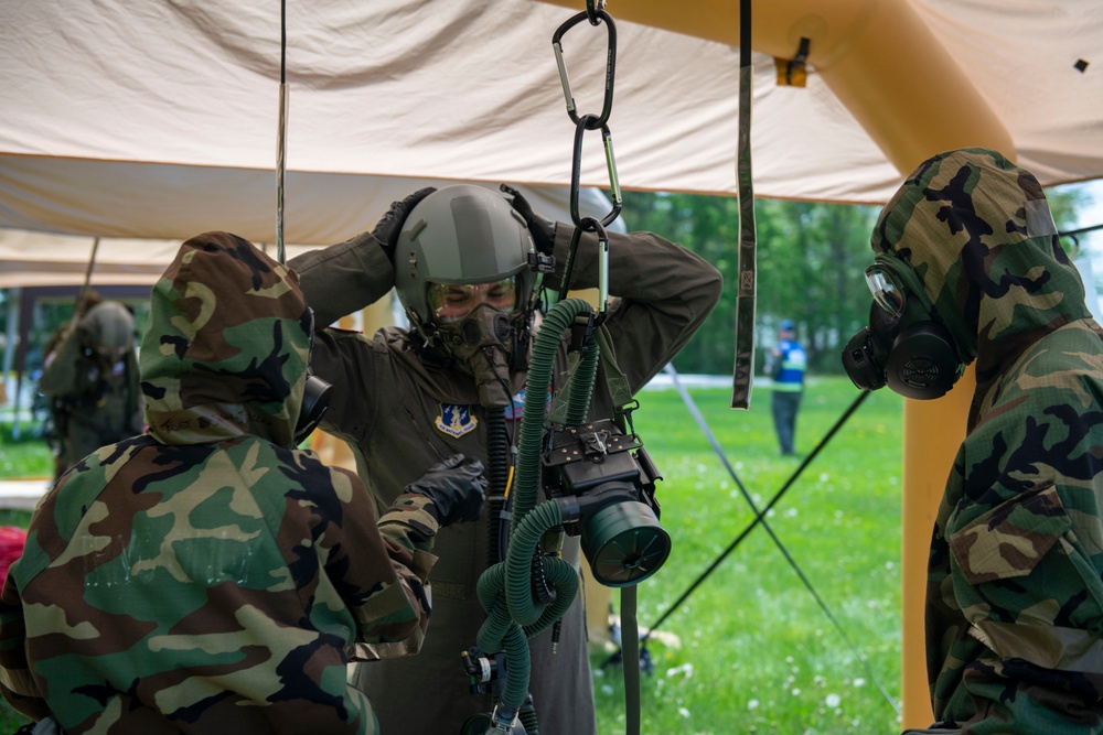 109th AFE practices utilizing chemical warfare equipment