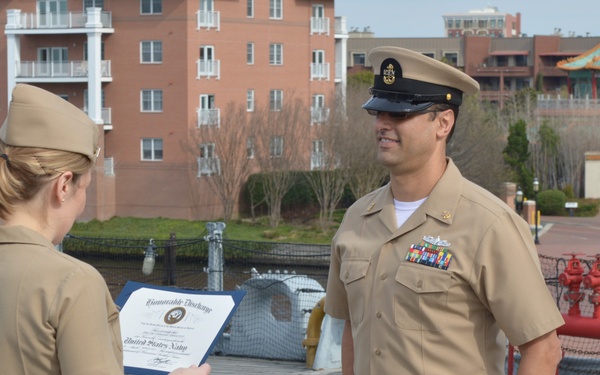 Naval Museum hosts a re-enlistment ceremony aboard Battleship Wisconsin