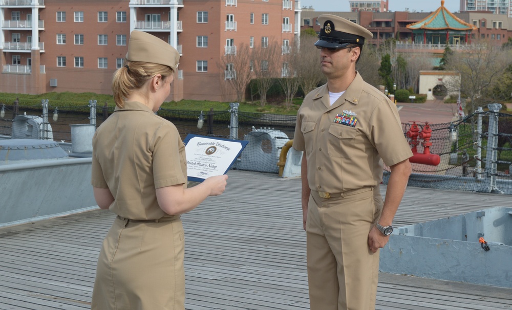 Naval Museum hosts a re-enlistment ceremony aboard Battleship Wisconsin