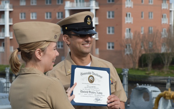 Naval Museum hosts a re-enlistment ceremony aboard Battleship Wisconsin