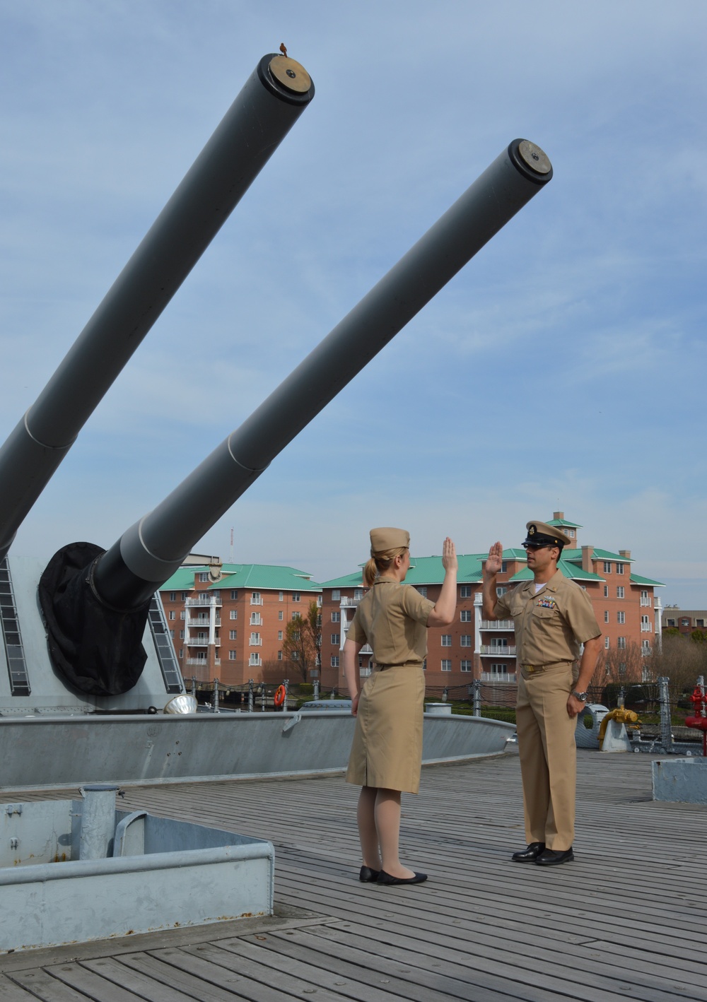 Naval Museum hosts a re-enlistment ceremony aboard Battleship Wisconsin