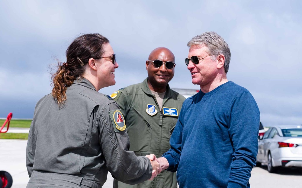 U.S. Texas State Representative Michael McCaul visits deployed strikers