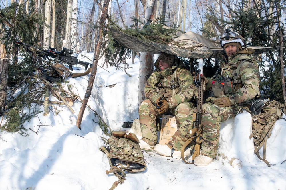 11th Airborne Division Soldiers maintain an entry control point