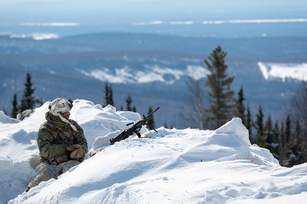 JPMRC-AK 23-02: 11th Airborne Division Soldiers maintain watch at remote fighting positions