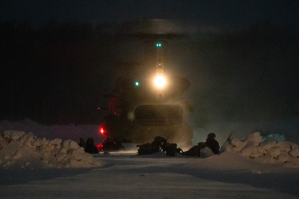 11th Airborne Division Soldiers  conduct air assault during JPMRC-AK 23-02