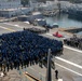 USS Ronald Reagan (CVN 76) holds an all-hands call for Chief of Naval Personnel visit