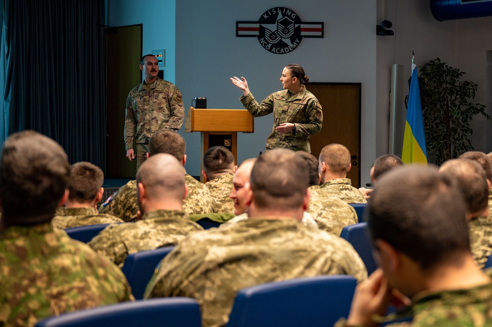 U.S. Airman translates for Ukraine Forces