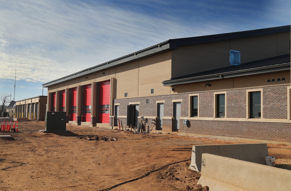 U.S. Army Corps of Engineers construction of Fire Rescue Center underway at Altus AFB.