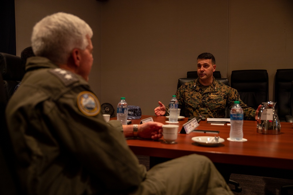 Japan Maritime Self -Defense Force Vice Adm. Saito and U.S. Navy Vice Adm. Thomas visit Marine Corps Air Station Iwakuni