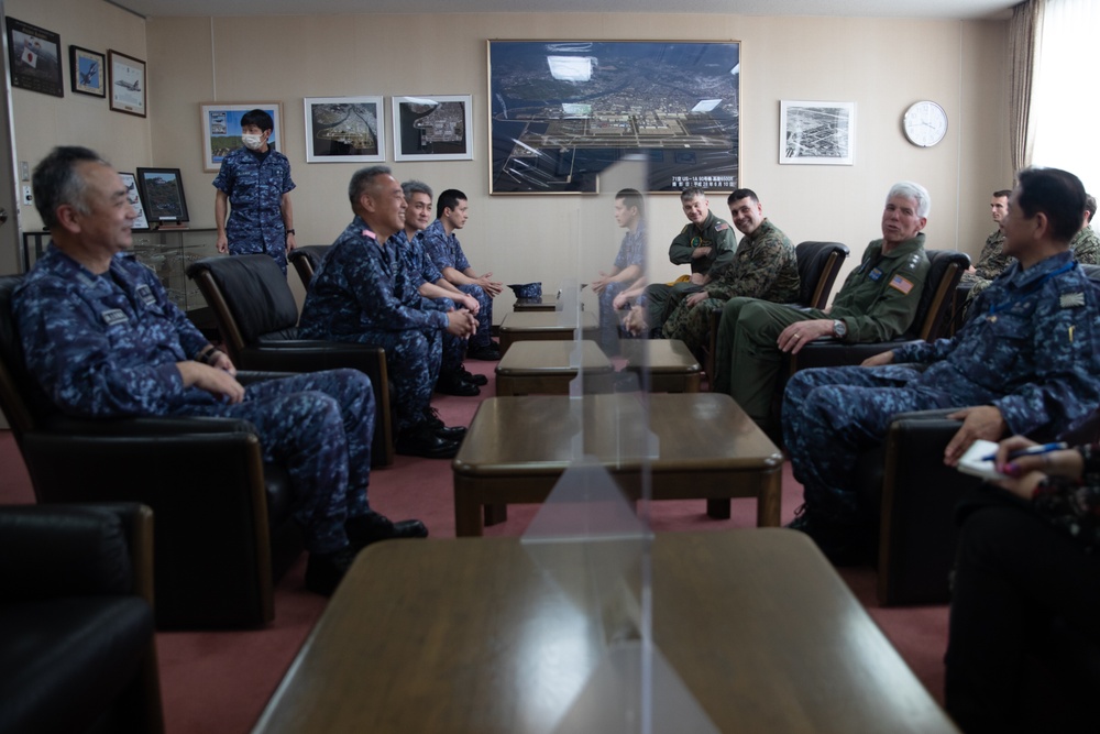 Japan Maritime Self -Defense Force Vice Adm. Saito and U.S. Navy Vice Adm. Thomas visit Marine Corps Air Station Iwakuni