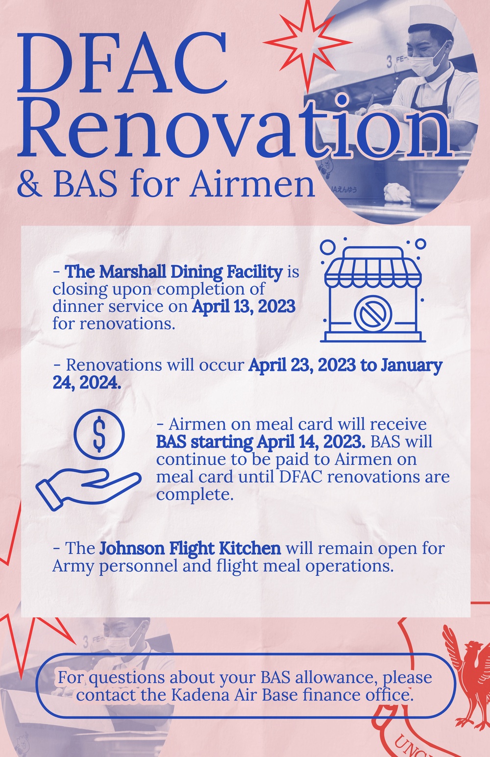 18th Wing Dining Facility Closure and BAS information